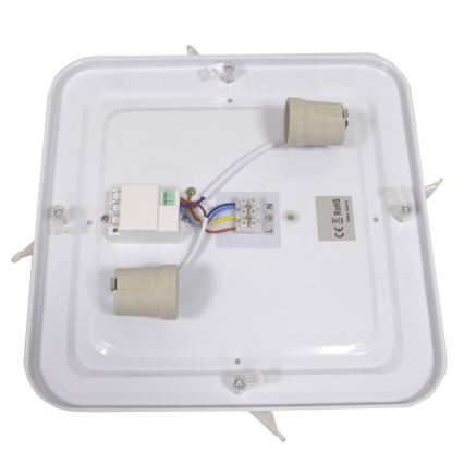 Lampă de tavan cu senzor WILTON 2xE27/60W/230V 33x33 cm neagră