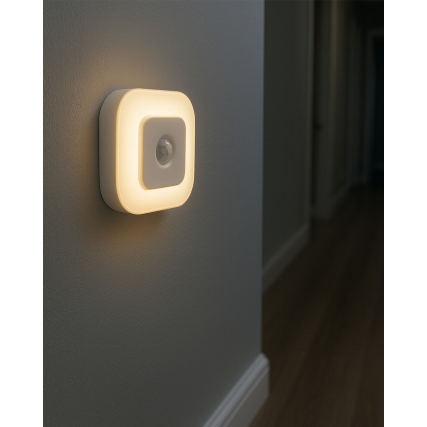 Lampă de veghe LED cu senzor, 0,5W/4,5V, 3xAAA, alb