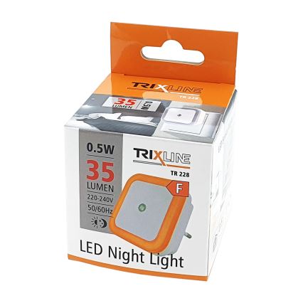 Lampă de veghe LED cu senzor de amurg, 0,5W/230V, portocalie