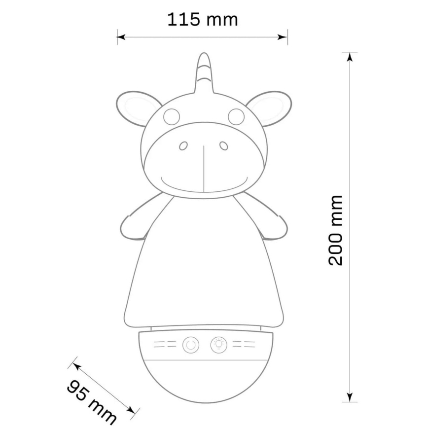 Lampă de veghe LED RGB pentru copii cu melodie, 3xAAA/5V, model unicorn