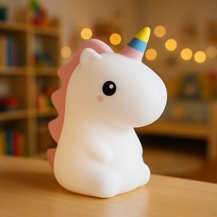 Lampă de veghe pentru copii UNICORN LED RGBW, cu intensitate reglabilă, reîncărcabilă, tactilă, LED/1W/5V 1200 mAh