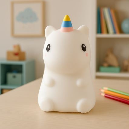 Lampă de veghe pentru copii UNICORN LED RGBW, cu intensitate reglabilă, reîncărcabilă, tactilă, LED/1W/5V 1200 mAh