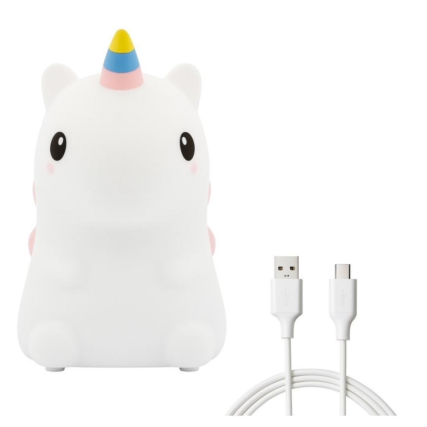 Lampă de veghe pentru copii UNICORN LED RGBW, cu intensitate reglabilă, reîncărcabilă, tactilă, LED/1W/5V 1200 mAh