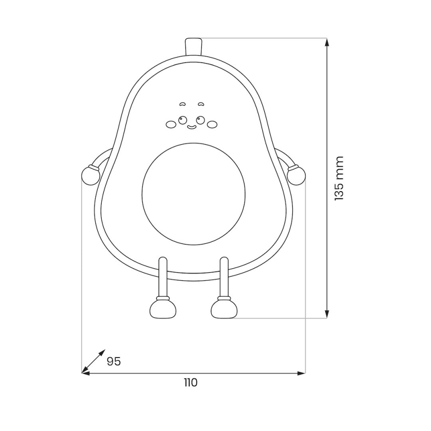Lampă de noapte LED pentru copii AVOCADO, reîncărcabilă, tactilă, cu intensitate reglabilă LED/1W/5V 1200 mAh