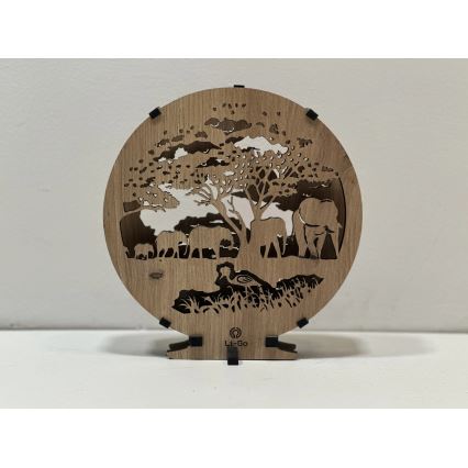 Li-Go 23610/DUB2 - Decorațiune de masă LED cu intensitate reglabilă LED/12W/230V 20x22 cm stejar/elefanți