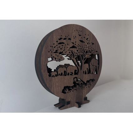 Li-Go 23610/DUB2 - Decorațiune de masă LED cu intensitate reglabilă LED/12W/230V 20x22 cm stejar/elefanți