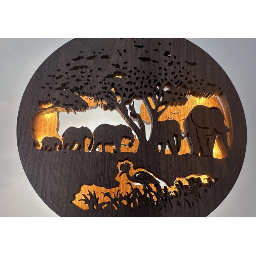 Li-Go 23610/DUB2 - Decorațiune de masă LED cu intensitate reglabilă LED/12W/230V 20x22 cm stejar/elefanți