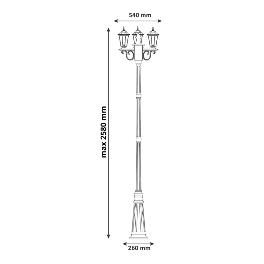 Lampă exterior LIGURIA 3xE27/60W/230V IP43 2,5m