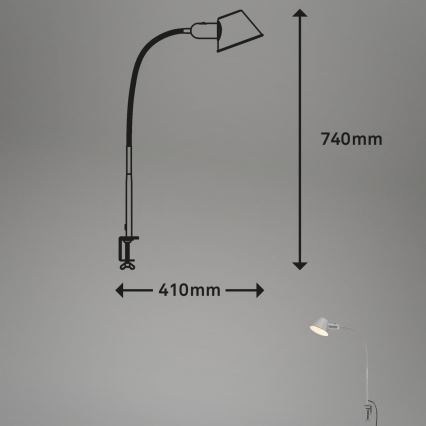 Lampă flexibilă de masă cu clemă Brilo 1xE27/10W/230V argintiu