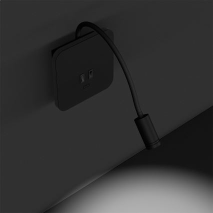 Lampă flexibilă de perete BASE LED/8W+LED/2W/230V, neagră/argintie