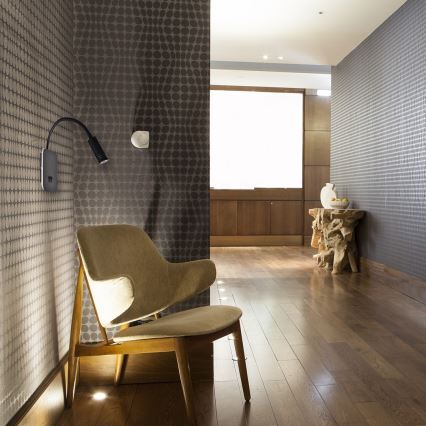 Lampă flexibilă de perete BASE LED/8W+LED/2W/230V, neagră/argintie