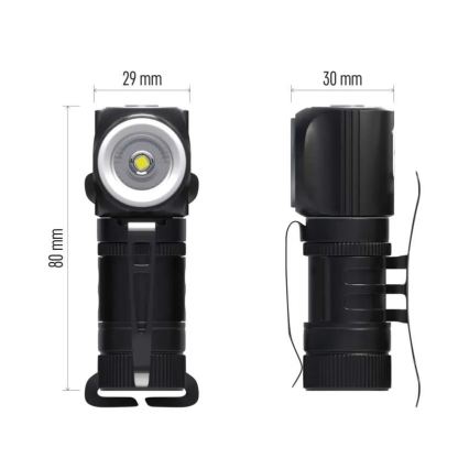 Lampă frontală LED reîncărcabilă, cu intensitate reglabilă — 800 mAh, 3,7 V