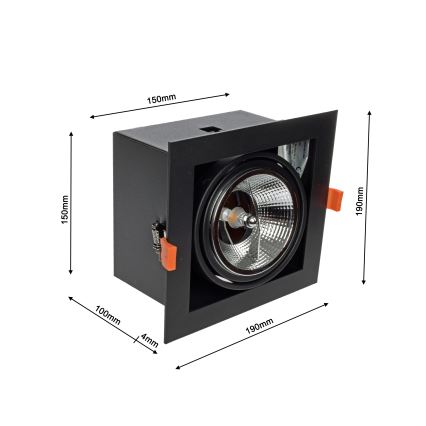 Lampă încastrată PLAZA AR111 1xGU10/12W/230V negru