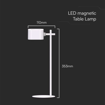 Lampă de birou LED încărcabilă magnetică cu funcție de reglare a luminozității 4în1 LED/3W/5V 3000-6000K 1800 mAh albă
