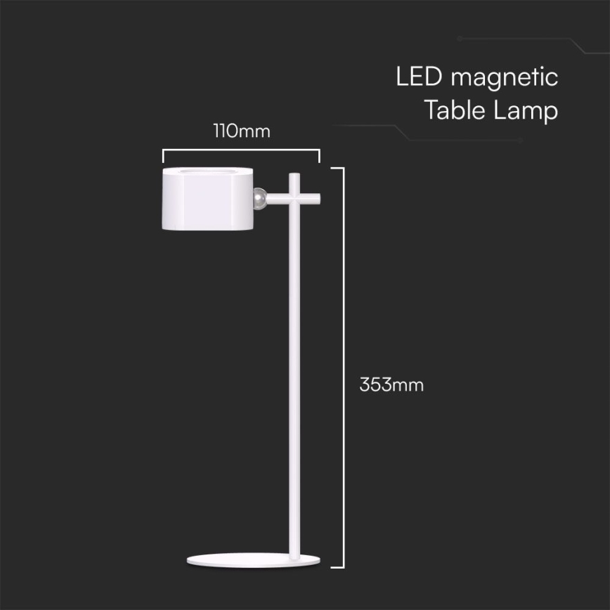 Lampă de birou LED încărcabilă magnetică cu funcție de reglare a luminozității 4în1 LED/3W/5V 3000-6000K 1800 mAh albă