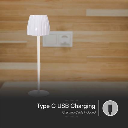 Lampă de birou LED încărcabilă cu touch, reglabilă, LED/2,7W/5V, temperaturi de culoare 3000/4000/6000K, baterie 1800 mAh, albă