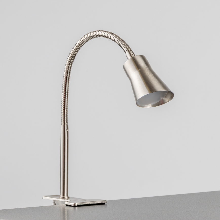 Lampă LED cu clemă, 3,2 W, 230 V, crom mat