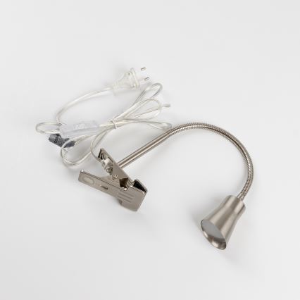 Lampă LED cu clemă, 3,2 W, 230 V, crom mat
