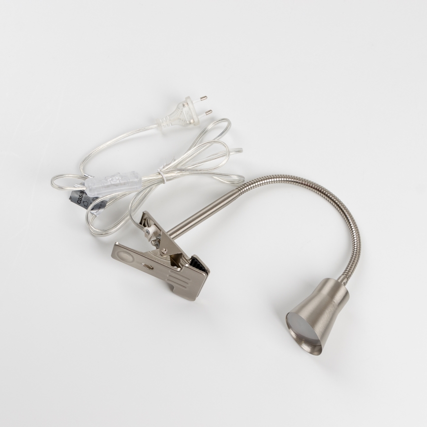 Lampă LED cu clemă, 3,2 W, 230 V, crom mat
