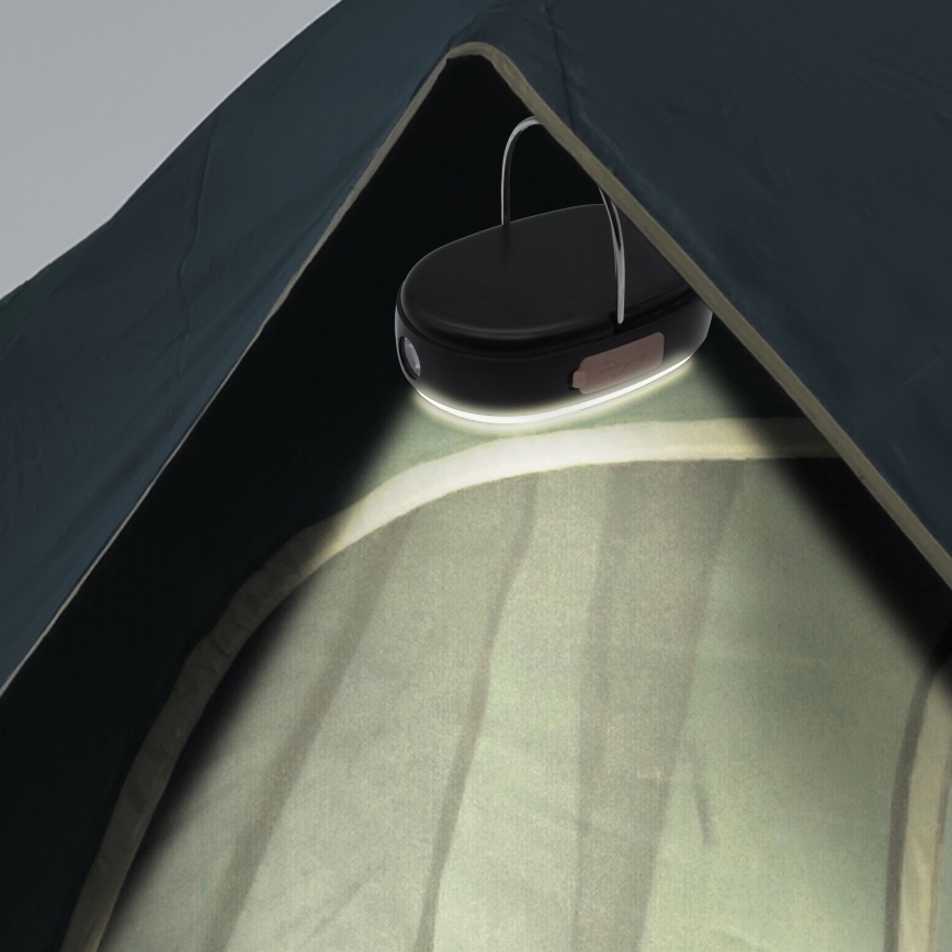 Lampă LED reîncărcabilă reglabilă cu funcție powerbank K4 LED/1W/5V 3000-6500K IPX4 4000 mAh neagră