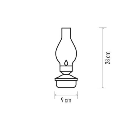 Lampă LED cu gaz lampant decorativă VINTAGE 1xLED/1,5W/3xAA