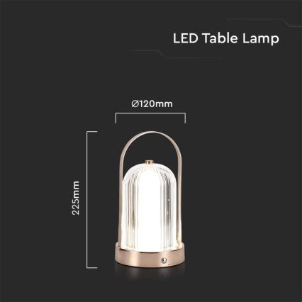 Lampă de birou LED cu touch, reîncărcabilă, reglabilă, LED/1W/5V 3000-6000K 1800 mAh, aurie