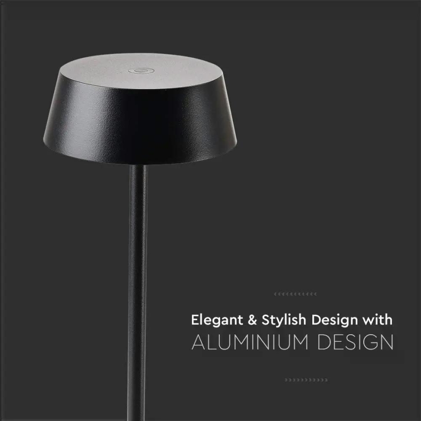 Lampă de masă LED exterioară cu touch, reglabilă, reîncărcabilă, LED/2W/5V, 4400 mAh, IP54, neagră