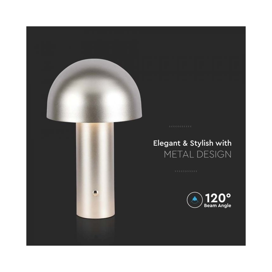 Lampă de birou LED cu touch, reîncărcabilă, reglabilă, LED/1W/5V 3000-6000K 1800 mAh, aurie