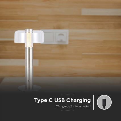 Lampă de birou LED cu touch, reîncărcabilă, reglabilă, LED/1W/5V 3000K 1800 mAh, aurie