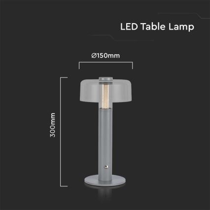 Lampă de birou LED cu touch, reglabilă, reîncărcabilă LED/1W/5V 3000K 1800 mAh, gri