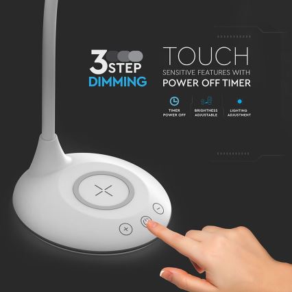 Lampă de birou LED cu touch, reglabilă, cu încărcare wireless LED/4W/5V 3000-6500K albă