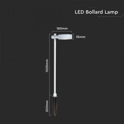 Lampă LED de exterior, 7 W, 230 V, 3000 K, IP65, albă, 102 cm
