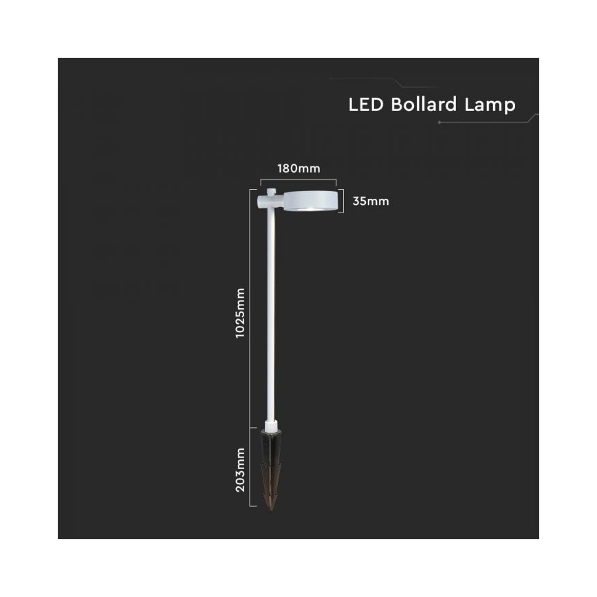 Lampă LED de exterior, 7 W, 230 V, 3000 K, IP65, albă, 102 cm