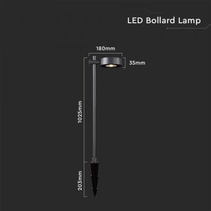 Lampă LED de exterior, 7 W, 230 V, 3000 K, IP65, neagră, 102 cm