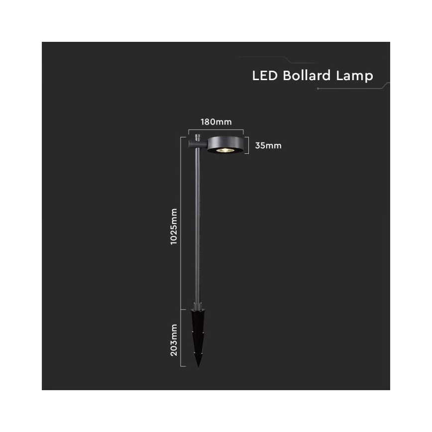 Lampă LED de exterior, 7 W, 230 V, 3000 K, IP65, neagră, 102 cm