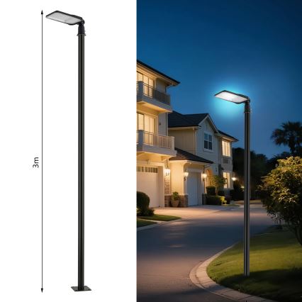 Brilagi - Lampă stradală LED de exterior URBANLIGHT, cu stâlp articulat de 3 m, LED/100W/230V, neagră, IP65