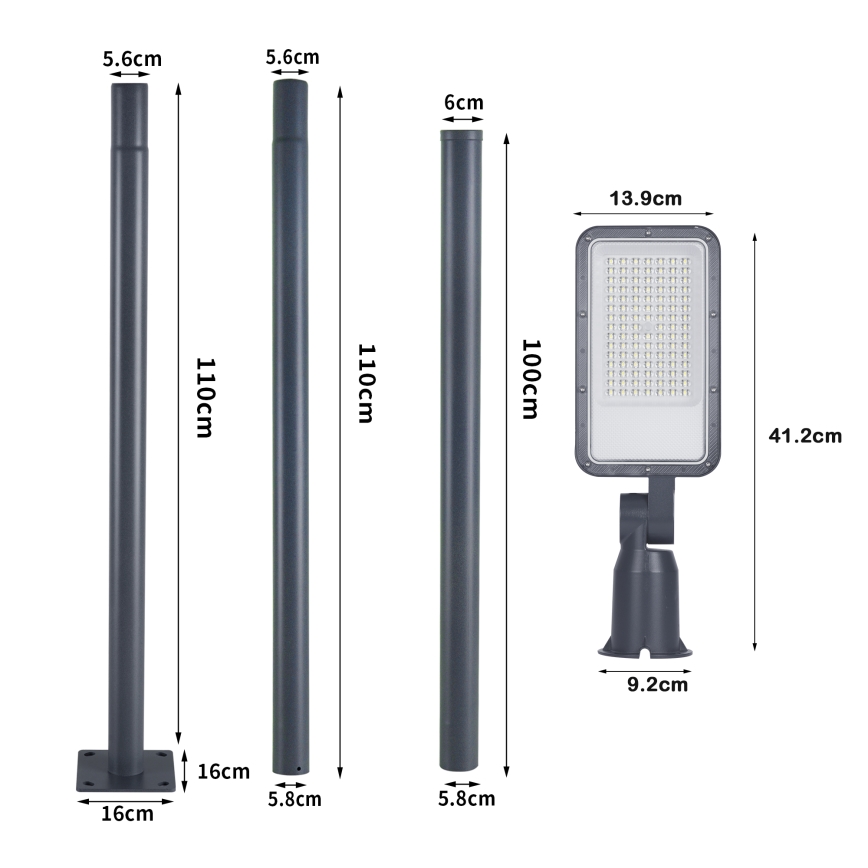 Brilagi - Lampă stradală LED de exterior URBANLIGHT, cu stâlp și articulație, 3 m, LED/50W/230V, antracit, IP65