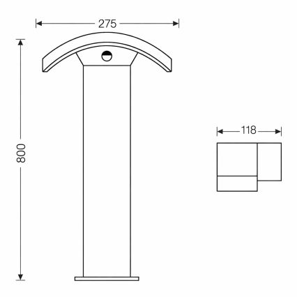 Lampă LED de exterior cu senzor ARCELO LED/9W/230V 80 cm IP54