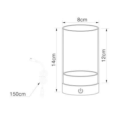 Lampă LED tactilă reîncărcabilă dimabilă de masă de exterior Globo LED/2W/3,7V 2700/4000/6500K 1200mAh IP44 bej