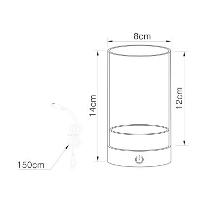 Lampă LED tactilă reîncărcabilă dimabilă de masă de exterior Globo LED/2W/3,7V 2700/4000/6500K 1200mAh IP44 maro