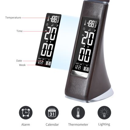 Lampă LED de masă dimabilă cu afișaj PELLE LED/7W/230V maro Brilagi