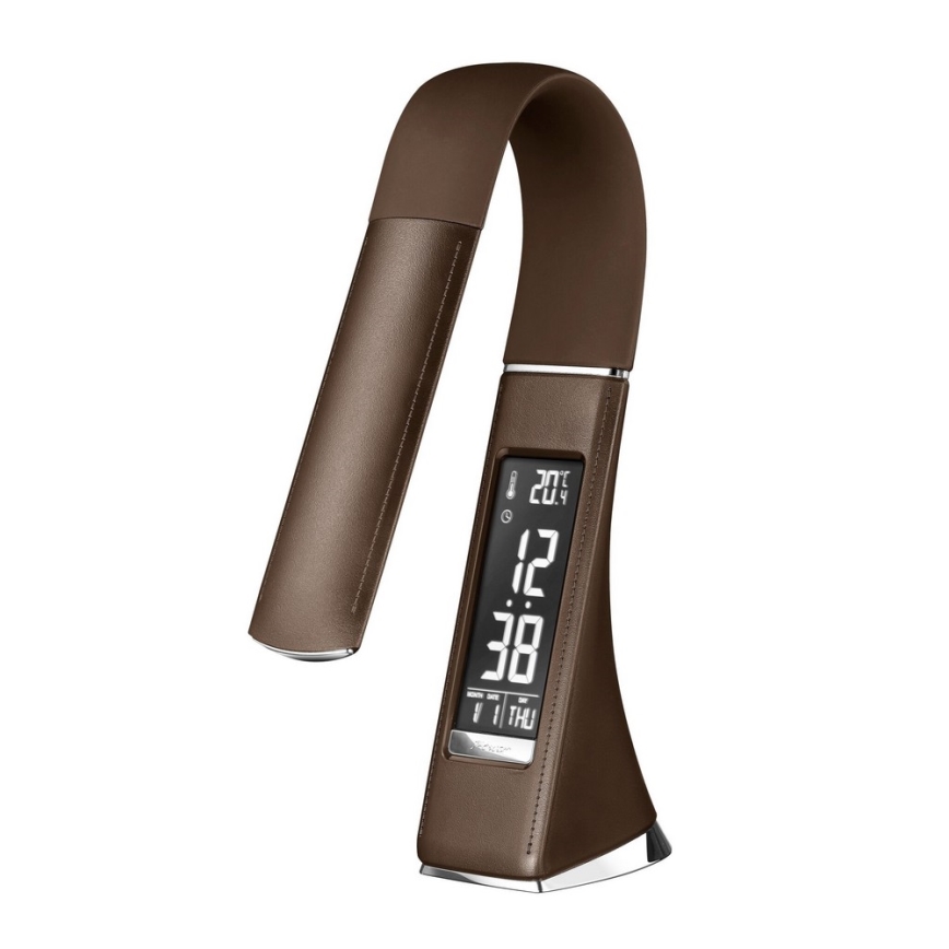 Lampă LED de masă dimabilă cu afișaj PELLE LED/7W/230V maro Brilagi