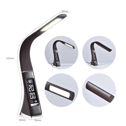 Lampă LED de masă dimabilă cu afișaj PELLE LED/7W/230V maro Brilagi