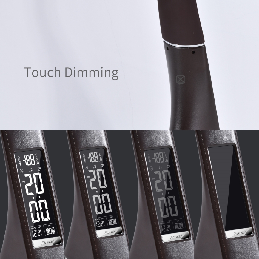 Lampă LED de masă dimabilă cu afișaj PELLE LED/7W/230V maro Brilagi