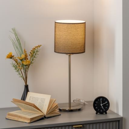 Lampă LED de masă Eglo TUNJA 1xE27/60W/230V 38,5 cm crom mat/maro