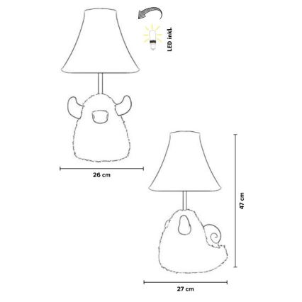Lampă LED de masă pentru copii Happy Lamps HUGO LED/5,4W/230V taur