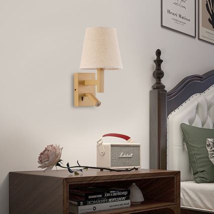 Lampă LED de perete Brilagi DEYA 1xE14/40W/230V + LED/3W in/auriu