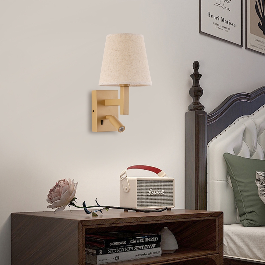 Lampă LED de perete Brilagi DEYA 1xE14/40W/230V + LED/3W in/auriu