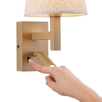 Lampă LED de perete Brilagi DEYA 1xE14/40W/230V + LED/3W in/auriu