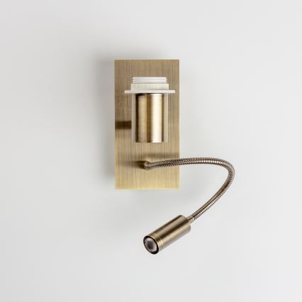 Lampă LED flexibilă de perete Brilagi NUBILA 1xE27/25W/230V + LED/3W alamă/alb